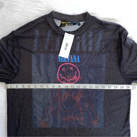 Nirvana Black Sheer Long Sleeve ASOS Design Men’s Shirt size M - Picture 3 of 4